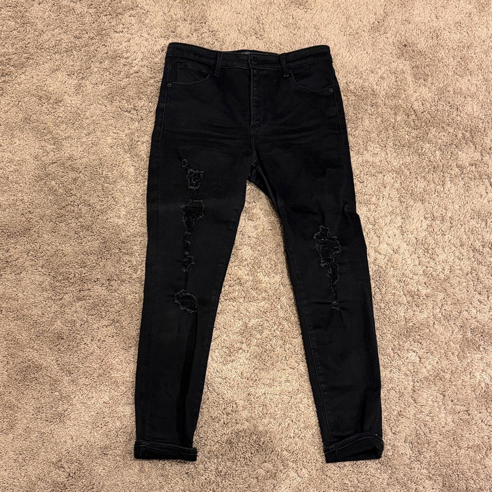 Abercrombie & Fitch Black Distressed Skinny Jeans
